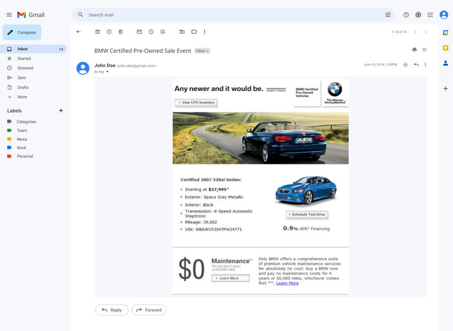 Certified Pre-Owned Email Campaign email campaign